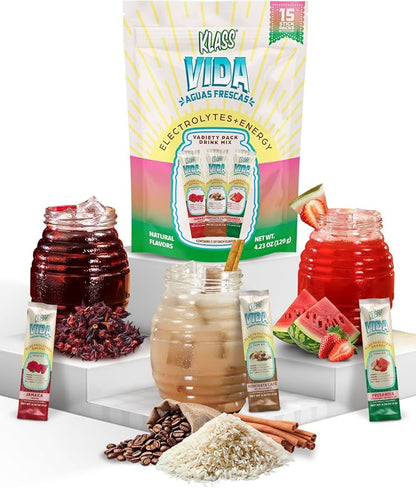 Hydration + Energy Electrolyte Drink Mix ??Variety Pack with Hibiscus, Coffee Horchata & Strawberry