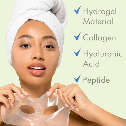 Ebanel 5 Pack Hydrogel Collagen Face Mask with Hyaluronic Acid, Vitamin C, Peptide, Aloe, Instant