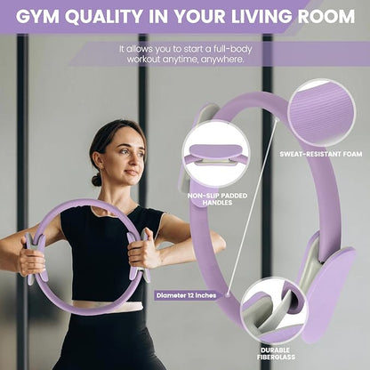 Home Pilates Essentials Kit for Women,Pilates Equipment Set with 9 Inch Yoga Ball,Figure 8