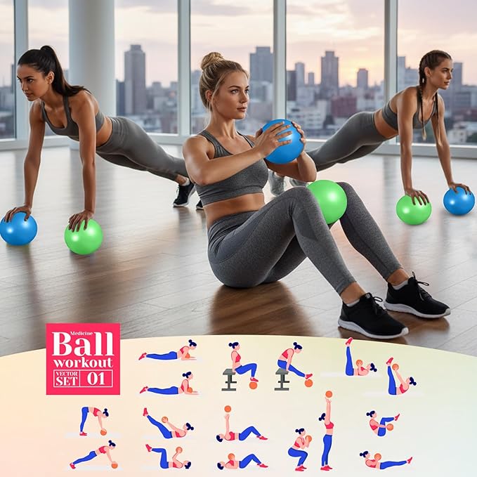 Aoriher 10 Pieces 9 Inch Exercise Pilates Ball Yoga Therapy Core Ball for Yoga Stability Barre