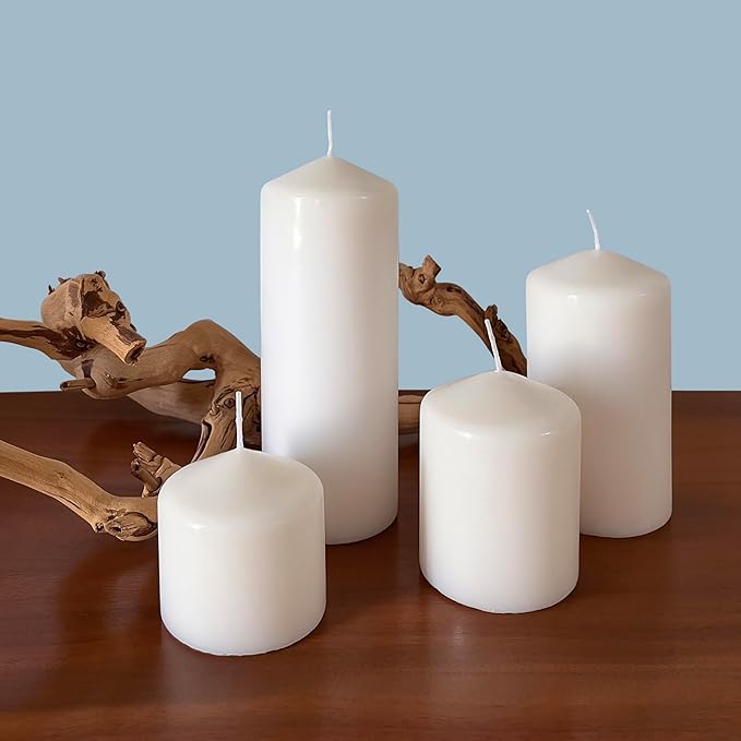 Stonebriar Unscented White Tall Pillar Candles, 18 Hour Burning Candle Pillars, Perfect for Decor