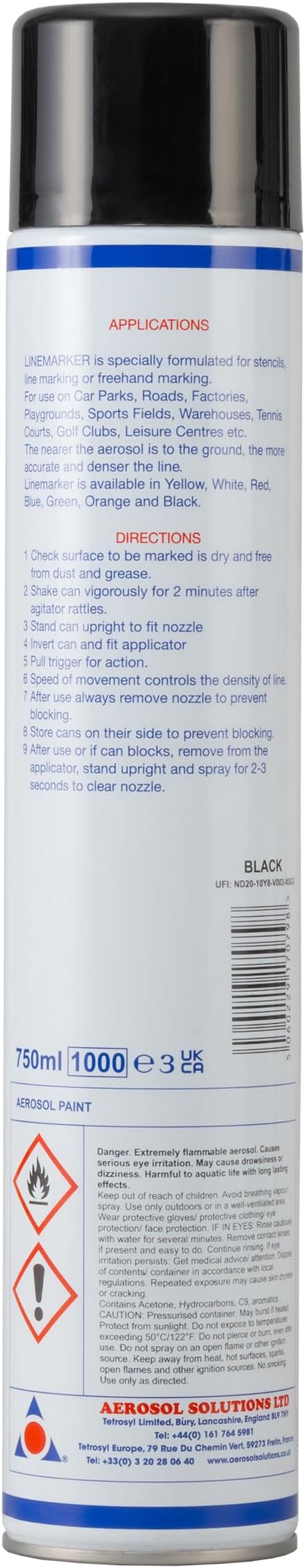 Line Marker, Grass and Road Spray Paint, Athletic Field Striping Paint Spray | Black 26 Fl Oz (Pack