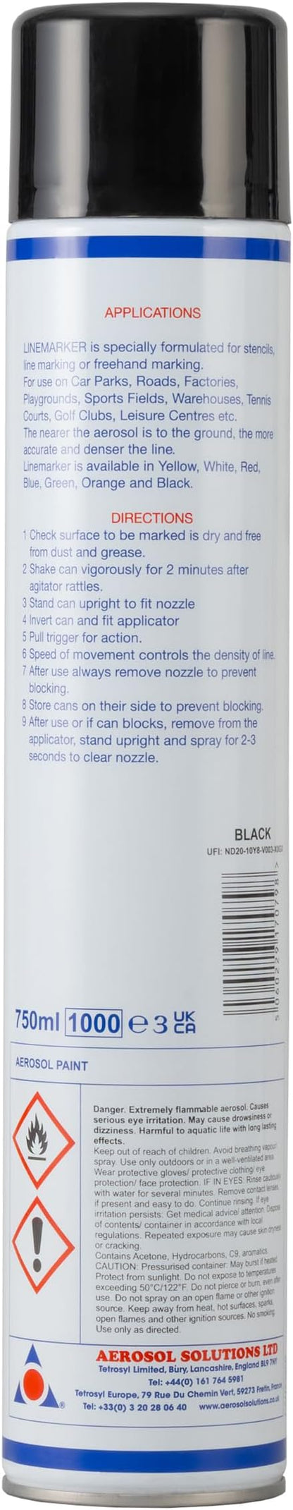 Line Marker, Grass and Road Spray Paint, Athletic Field Striping Paint Spray | Black 26 Fl Oz (Pack
