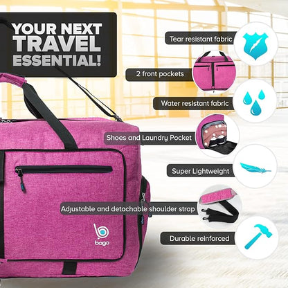 Bago Large Foldable Duffel Bags for Traveling Women & Men - 80L Packable Duffle Bag for Travel with