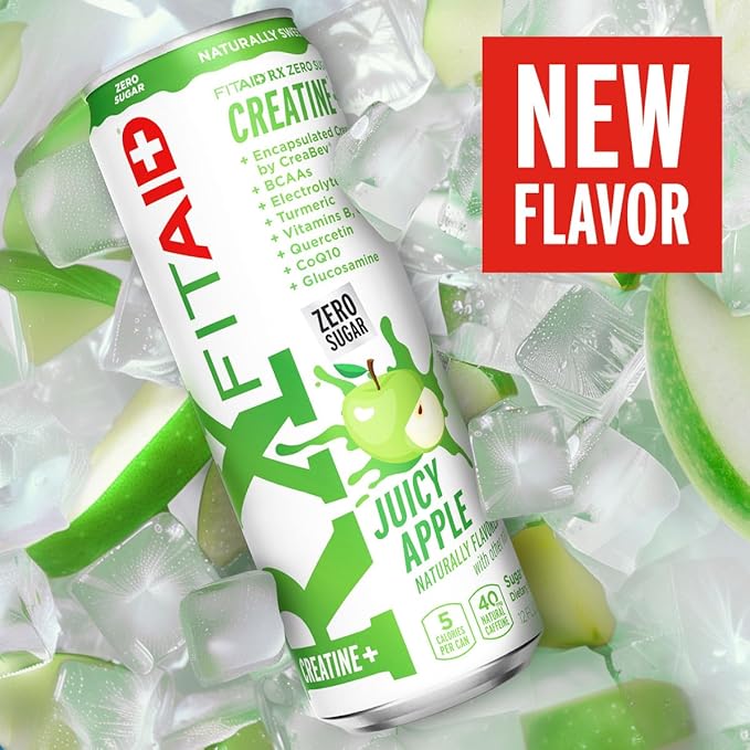 FITAID RX Zero Sugar, Encapsulated Creatine, Workout Recovery Drink, All-In-One Blend, BCAAs
