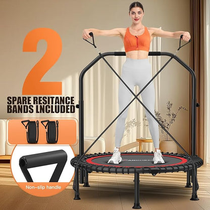 ANCHEER 40"/48" Foldable Rebounder Trampoline for Adults/Kids with Resistance Bands and Bungees