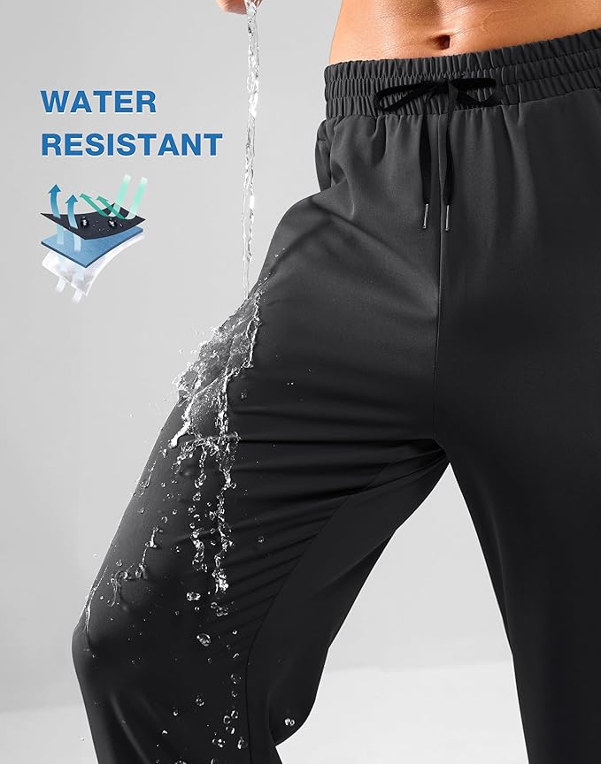 Pudolla Men's Lightweight Hiking Pants Quick-Dry Outdoor Sweatpants with Zipper Pockets for Casual