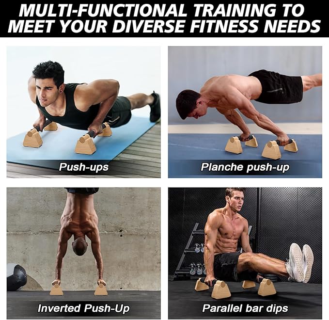 Parallettes Bars - Wooden Calisthenics Equipment for Handstand Training, Push Up Bars &