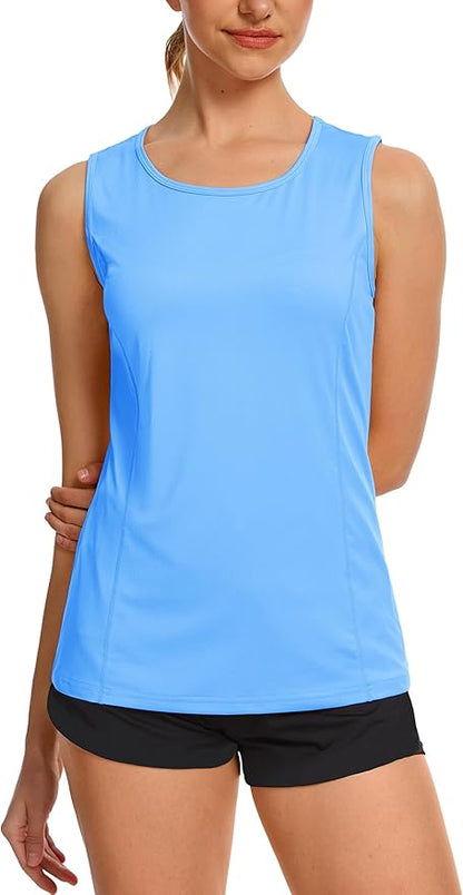 TACVASEN Women's UPF 80+ Workout Tank Top Sleeveless Quick Dry Sun Protection Hiking Athletic Gym