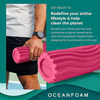 Oceanfoam Ripple Travel Foam Roller (11" x 3.35") Firm Mini Foam Roller for Physical Therapy, Deep
