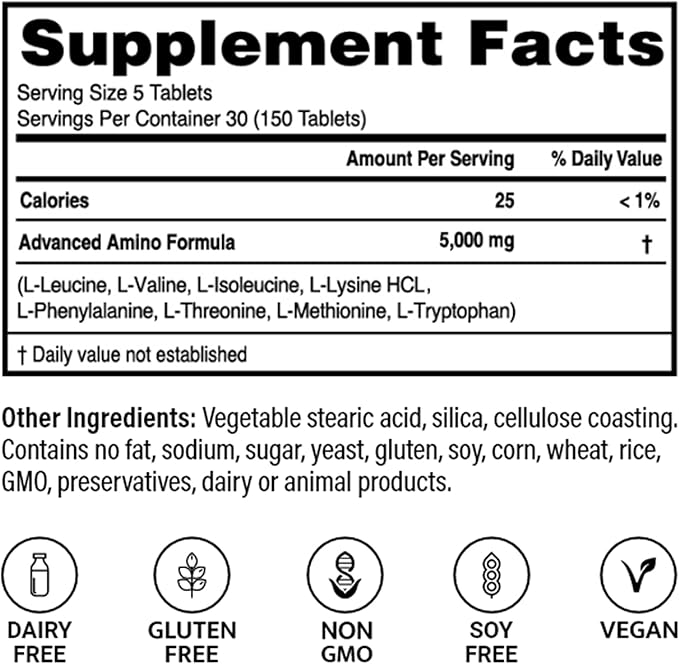 ??Advanced Amino Formula Tablets, Amino Acid Supplement, Build Muscle, Post Workout Recovery