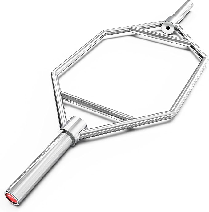 Synergee 20kg and 25kg Chrome or Black Olympic Hex Barbell Trap Bar with Rotating, Flat or Raised