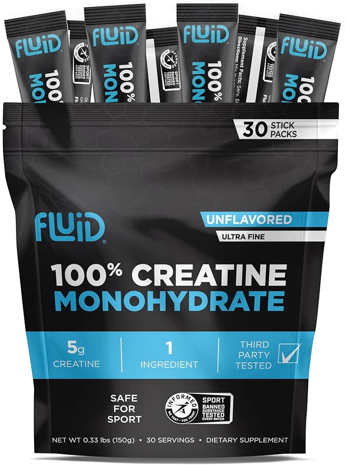 Fluid - Ultra-Fine Micronized 100% Creatine Monohydrate, Informed Sport Certified, Safe for