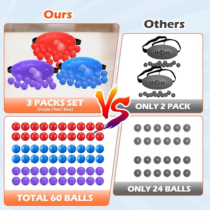 3 Pack Shaking Swing Balls Set for Kids Adults, Outdoors Indoors Birthday Games Toy with 60 Balls