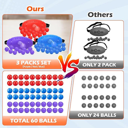 3 Pack Shaking Swing Balls Set for Kids Adults, Outdoors Indoors Birthday Games Toy with 60 Balls