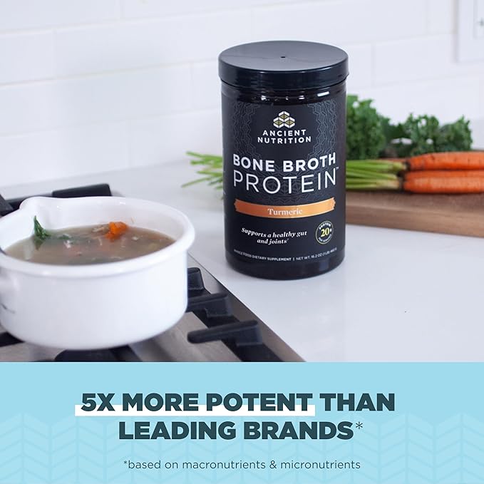 Ancient Nutrition Grass Fed, Cage Free, Bone Broth Protein Powder, 20g Protein, Hydrolyzed Collagen