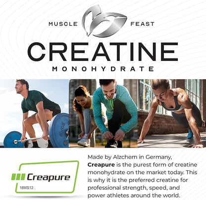 Muscle Feast Creapure Creatine Monohydrate Powder, Vegan Keto Friendly Gluten-Free Easy to Mix