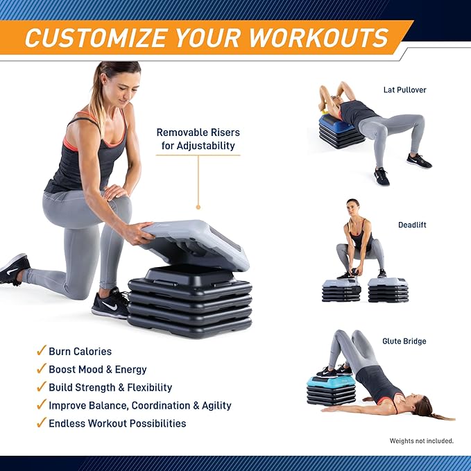 Circuit Fitness by Marcy 16 x 16 inches Adjustable Height Aerobic Step Platform with Adjustable