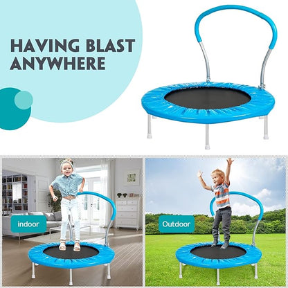 36-Inch Kids Trampoline with Handle - Indoor Mini Tranpoline for Toddlers, Small Fitness Rebounder