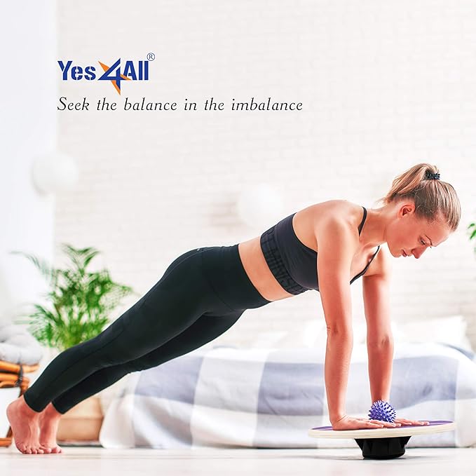 Yes4All Versatile Wooden Wobble Balance Board, Balance Trainer for Mobility Training, Standing