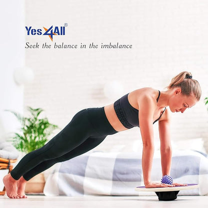 Yes4All Versatile Wooden Wobble Balance Board, Balance Trainer for Mobility Training, Standing