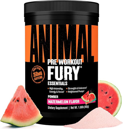 Animal Fury Pre Workout Powder Supplement for Energy and Focus 5g BCAA 350mg Caffeine Nitric Oxide