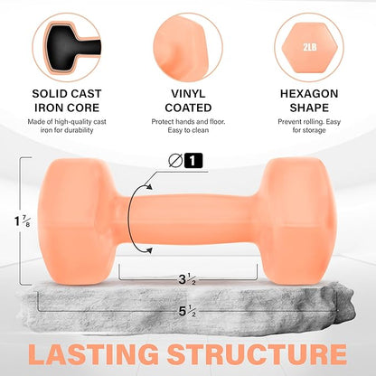 Yes4All Vinyl Hexagon Dumbbell - Dumbbells Set of 2 Hand Weights for Home Gym & Strength Training
