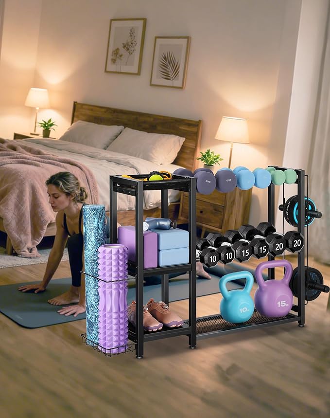 3-Tier Dumbbell Rack Stand Only - Adjustable Weight Rack for Home Gym, Heavy-Duty Weight Stand for