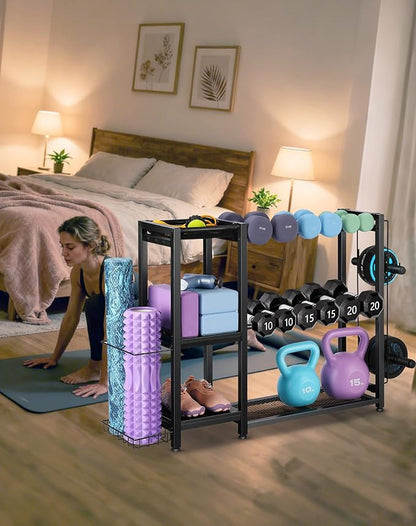 3-Tier Dumbbell Rack Stand Only - Adjustable Weight Rack for Home Gym, Heavy-Duty Weight Stand for
