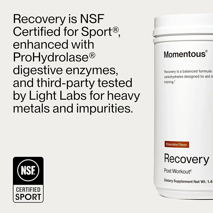 Momentous Recovery Grass-Fed Whey Protein Powder - 20 g Post-Workout Whey Isolate Protein - NSF