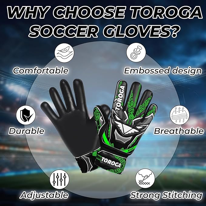 Goalkeeper Gloves for Kids & Youth – Soccer Goalie Gloves, Strong Latex Grip, Double Wrist Support