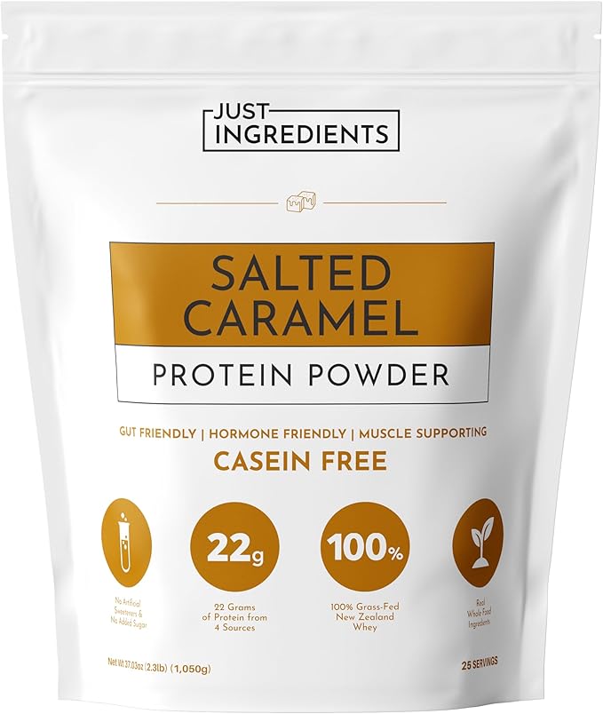 JUST INGREDIENTS Salted Caramel Protein Powder ??30-Serving Blend with 100% Grass-Fed Whey &