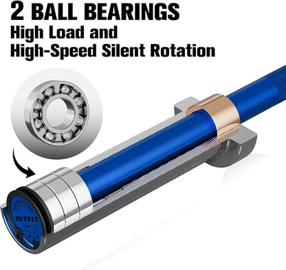 RITFIT Olympic Barbell 4ft/4.8ft/6ft - 2 Inch Weight Bar for Strength Training, Weightlifting