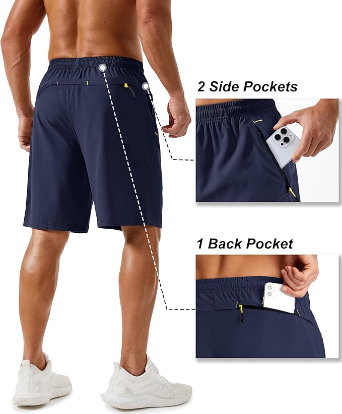 TACVASEN Men's Running Athletic Shorts 9" Quick Dry Workout Gym Shorts Lightweight Summer Shorts 3