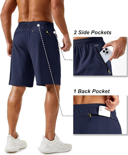 TACVASEN Men's Running Athletic Shorts 9" Quick Dry Workout Gym Shorts Lightweight Summer Shorts 3