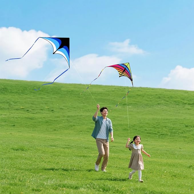 Mint's Colorful Life 3 Pack Delta Kite Set for Kids & Adults, Easy to Fly Large Kites for
