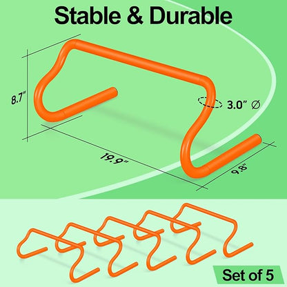 Agility Hurdles Training Equipment - Speed Hurdles and Soccer Cones with Carrying Bag for Soccer