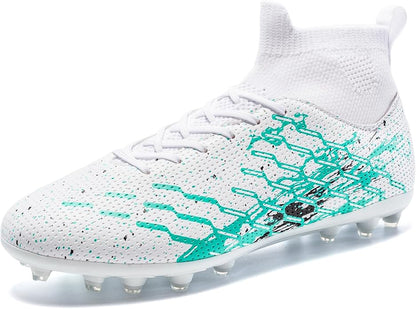 Unisex Soccer Cleats Lightweight No-Tie Lacing System Multi-Surface Football Shoes with Ankle