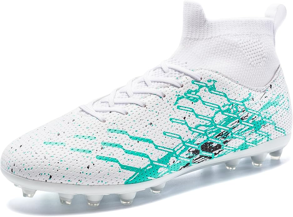 Unisex Soccer Cleats Lightweight No-Tie Lacing System Multi-Surface Football Shoes with Ankle