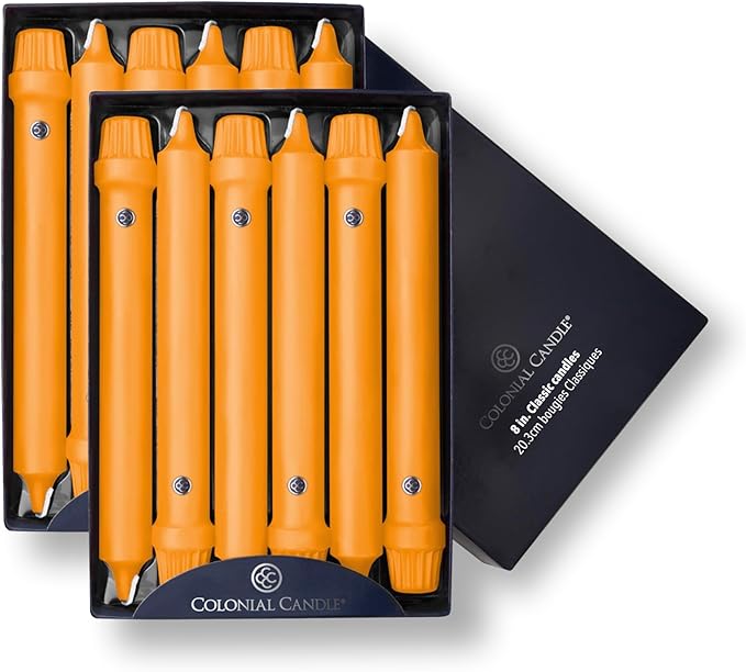 Colonial Candle Unscented Taper Candle, Classic Collection, Caramel, 8 in, Pack of 12 - Up to 6