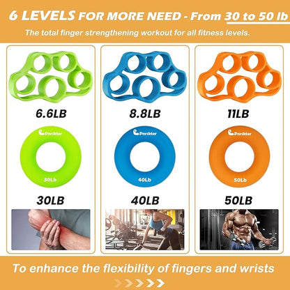 Pnrskter Hand Grip Strengthener, Finger Exerciser, Grip Strength Trainer (6 PCS),New