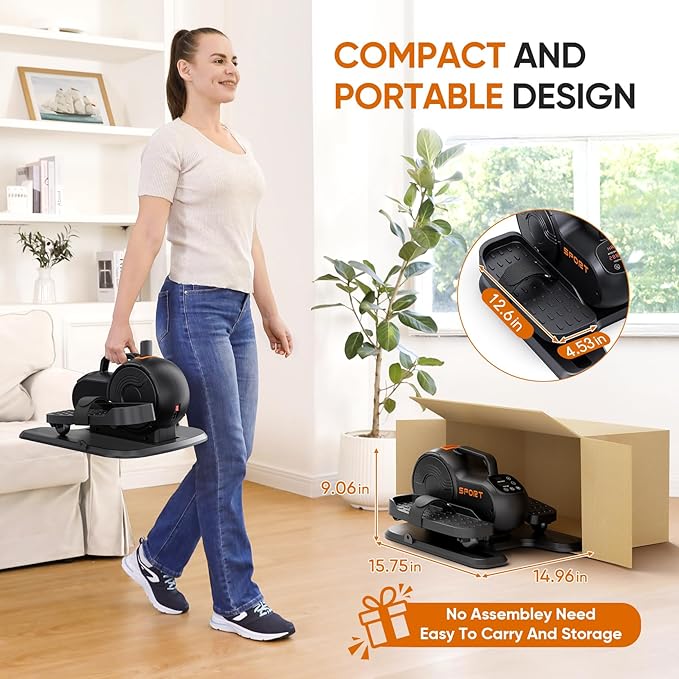 Dripex Under Desk Elliptical Machine, 3-in-1 Electric Ellipse Leg Exerciser As Seen On TV, 10