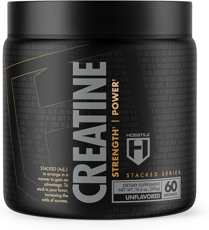 HOSSTILE Creatine Monohydrate Powder for Men & Women, Micronized, Improve Muscle Size, Strength &