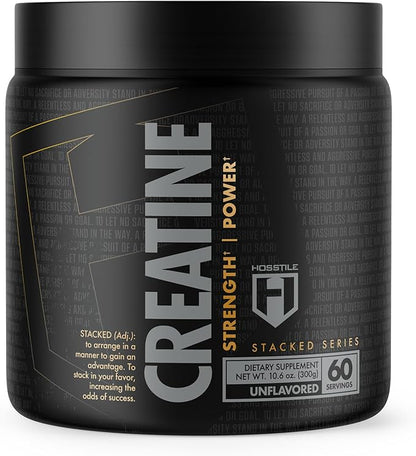 HOSSTILE Creatine Monohydrate Powder for Men & Women, Micronized, Improve Muscle Size, Strength &
