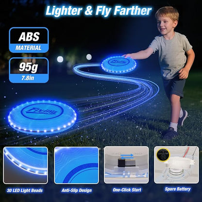 2 Pack Light up Flying Discs for Kids, Rechargeable Disc with 45 LEDs, 14 Lighting Modes(10") &