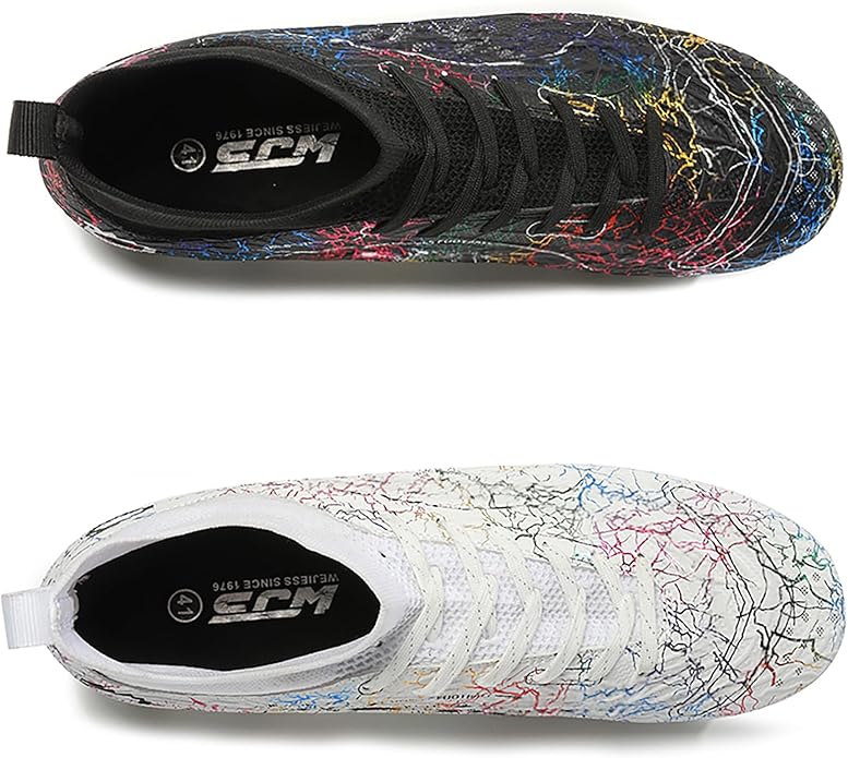 Men's Soccer Shoes High-Top Soccer Cleats Outdoor Breathable Athletic Professional Spikes Youth