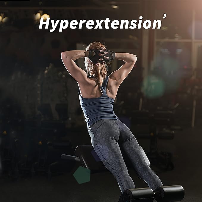Roman Chair Back Extender - Angle & Height Dual Adjustable Hyperextension Bench for Home Gym