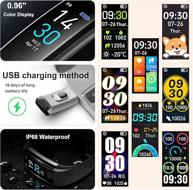 ENGERWALL Fitness Tracker with Step Counter/Calories/Stopwatch, Activity Tracker with Heart Rate