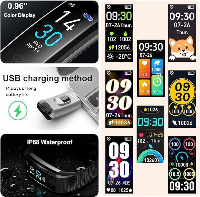 ENGERWALL Fitness Tracker with Step Counter/Calories/Stopwatch, Activity Tracker with Heart Rate