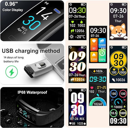 ENGERWALL Fitness Tracker with Step Counter/Calories/Stopwatch, Activity Tracker with Heart Rate